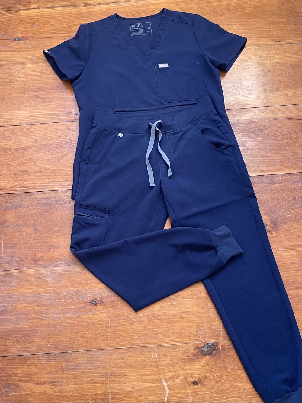 Figs Navy Women's Jogger Scrub Set with Drawstring Waist